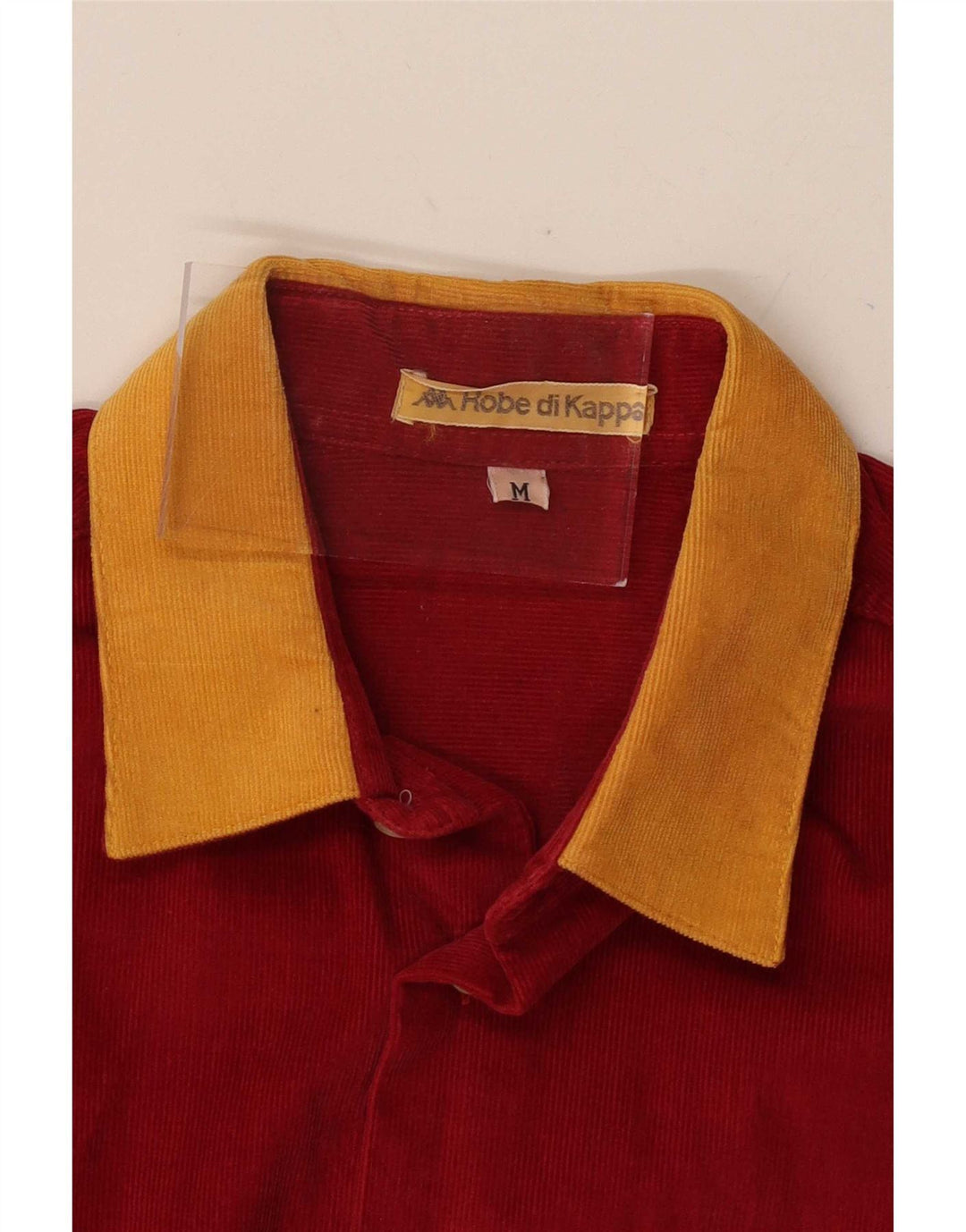 Camicia Kappa da uomo in velluto a coste, cotone color block rosso medio