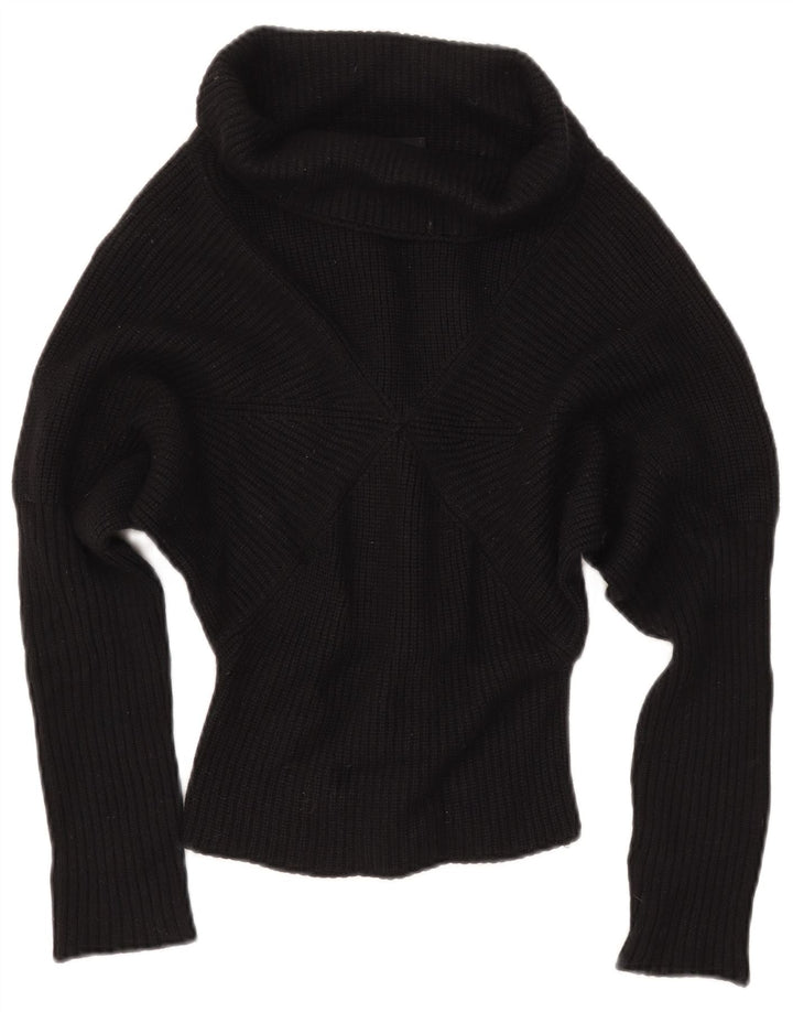 Maglione maglione da donna Stefanel con collo alto UK 6 XS lana nera