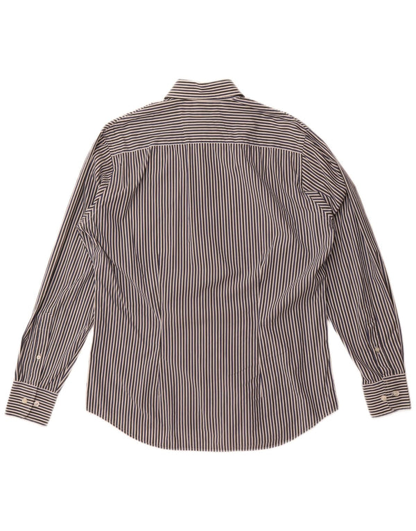 Camicia slim fit da uomo Fred Perry in cotone gessato medio blu navy