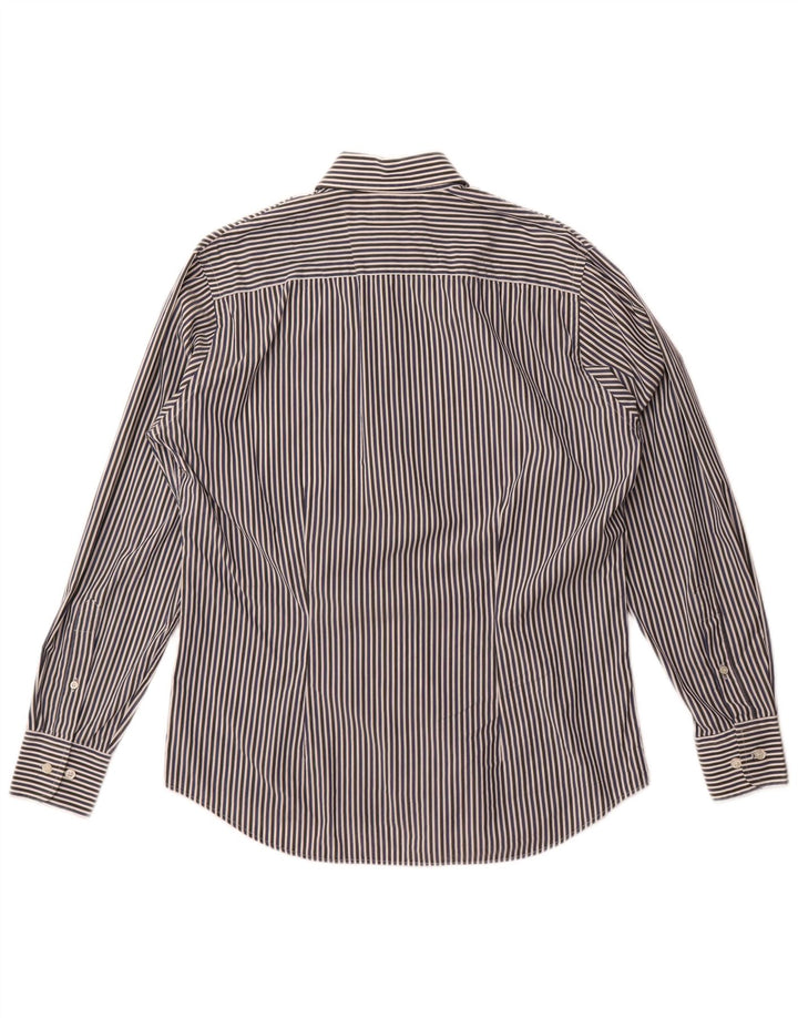 Camicia slim fit da uomo Fred Perry in cotone gessato medio blu navy