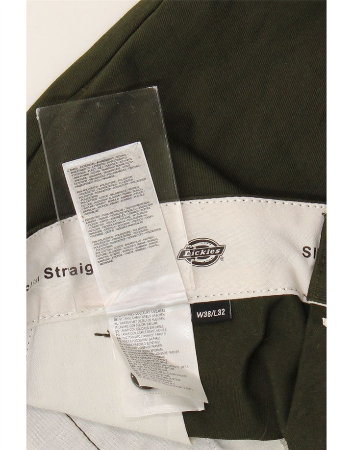 DICKIES Pantaloni chino dritti slim da uomo W38 L32 poliestere kaki