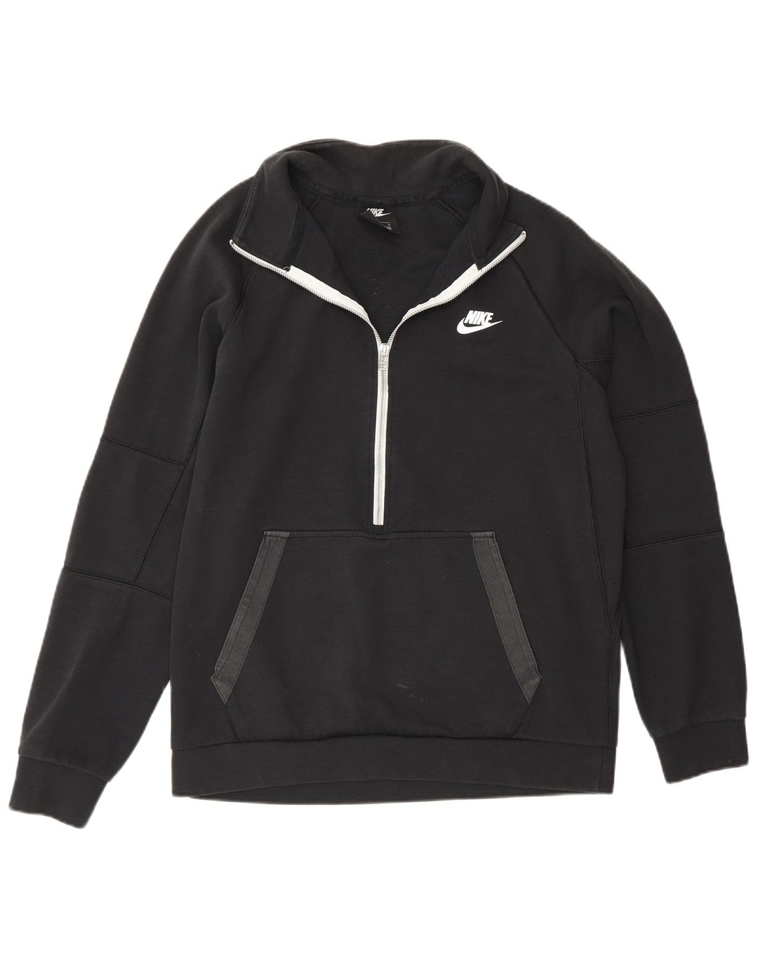 Felpa Nike da uomo con zip e collo, in cotone nero medio