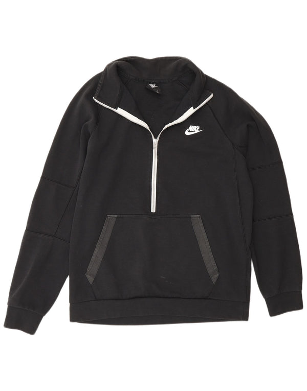 Felpa Nike da uomo con zip e collo, in cotone nero medio