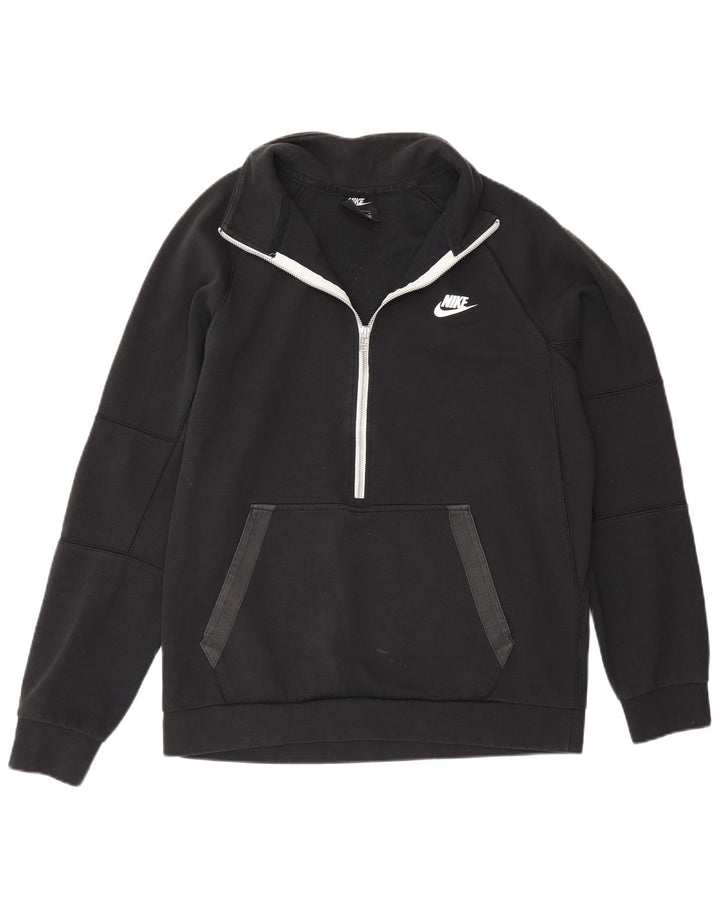 Felpa Nike da uomo con zip e collo, in cotone nero medio