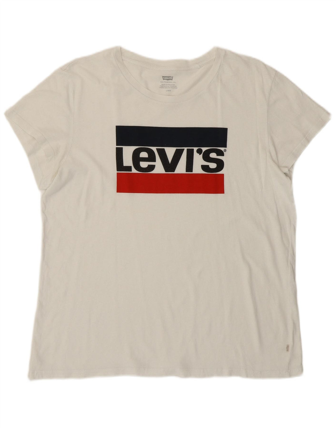 T-shirt grafica da donna LEVI'S Top UK 16 grande bianca