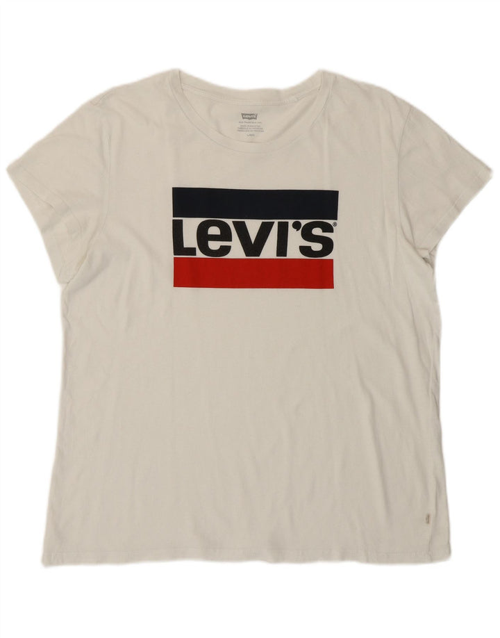 T-shirt grafica da donna LEVI'S Top UK 16 grande bianca