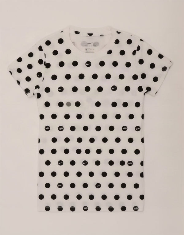 T-shirt da donna Nike Top UK 6 XS cotone bianco a pois