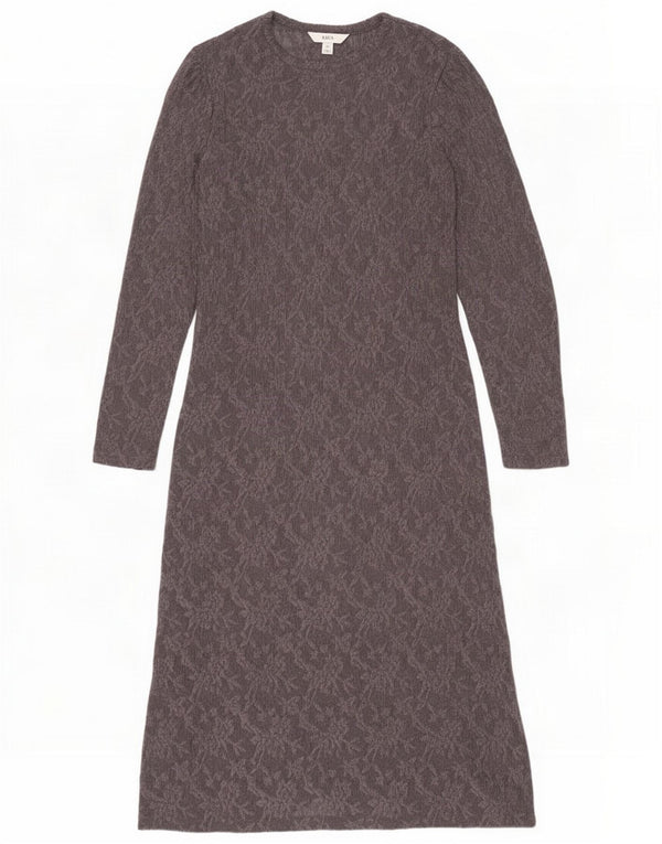 Abito lungo da donna Marks & Spencer UK 12 Poliestere floreale grigio medio