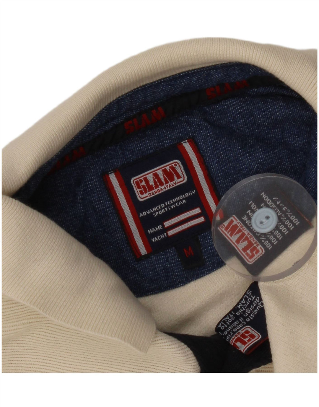 Polo da rugby da uomo a maniche lunghe Slam in cotone beige medio