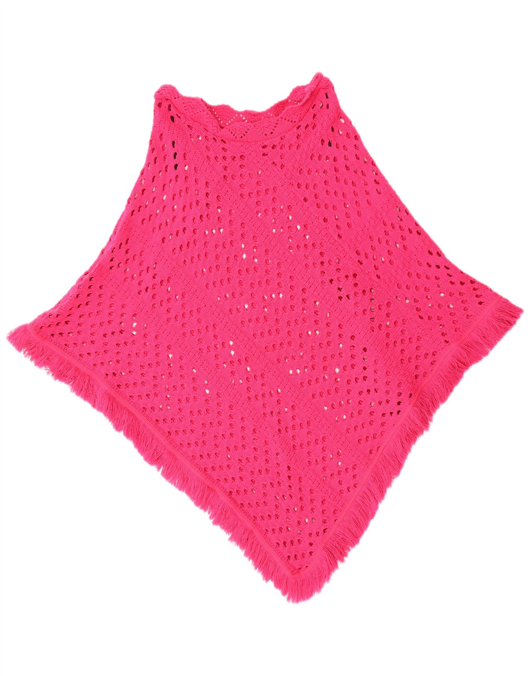 VINTAGE Womens Poncho Jumper UK 10 Small Pink Acrylic