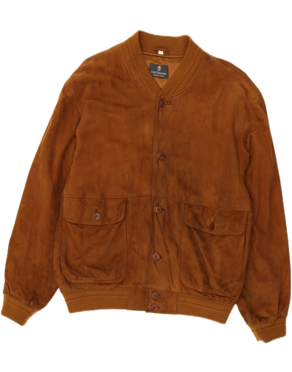 Giubbotto bomber vintage in pelle scamosciata da uomo IT 54 2XL in pelle marrone