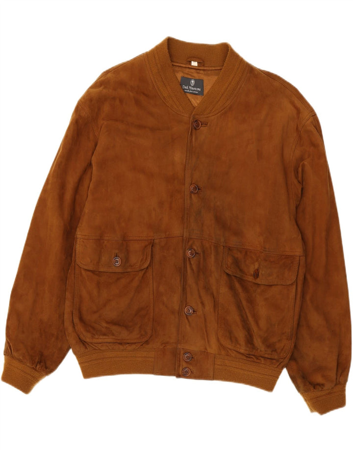 Giubbotto bomber vintage in pelle scamosciata da uomo IT 54 2XL in pelle marrone