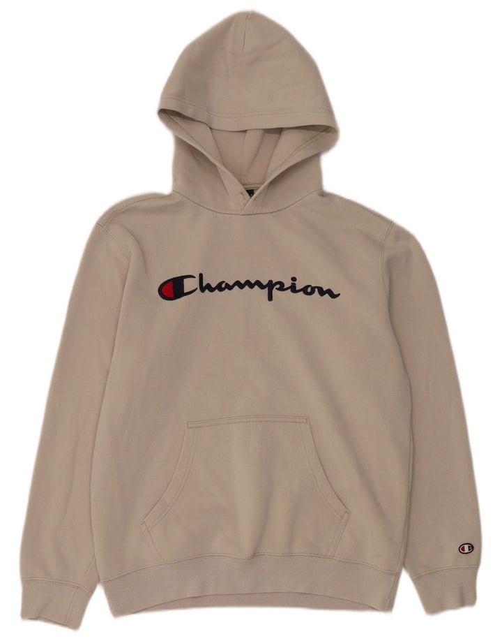 Maglione con cappuccio grafico da uomo Champion in cotone beige medio