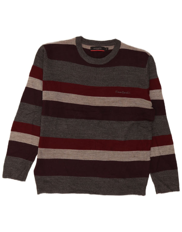 Pierre Cardin Maglione girocollo da uomo a righe piccole multicolore