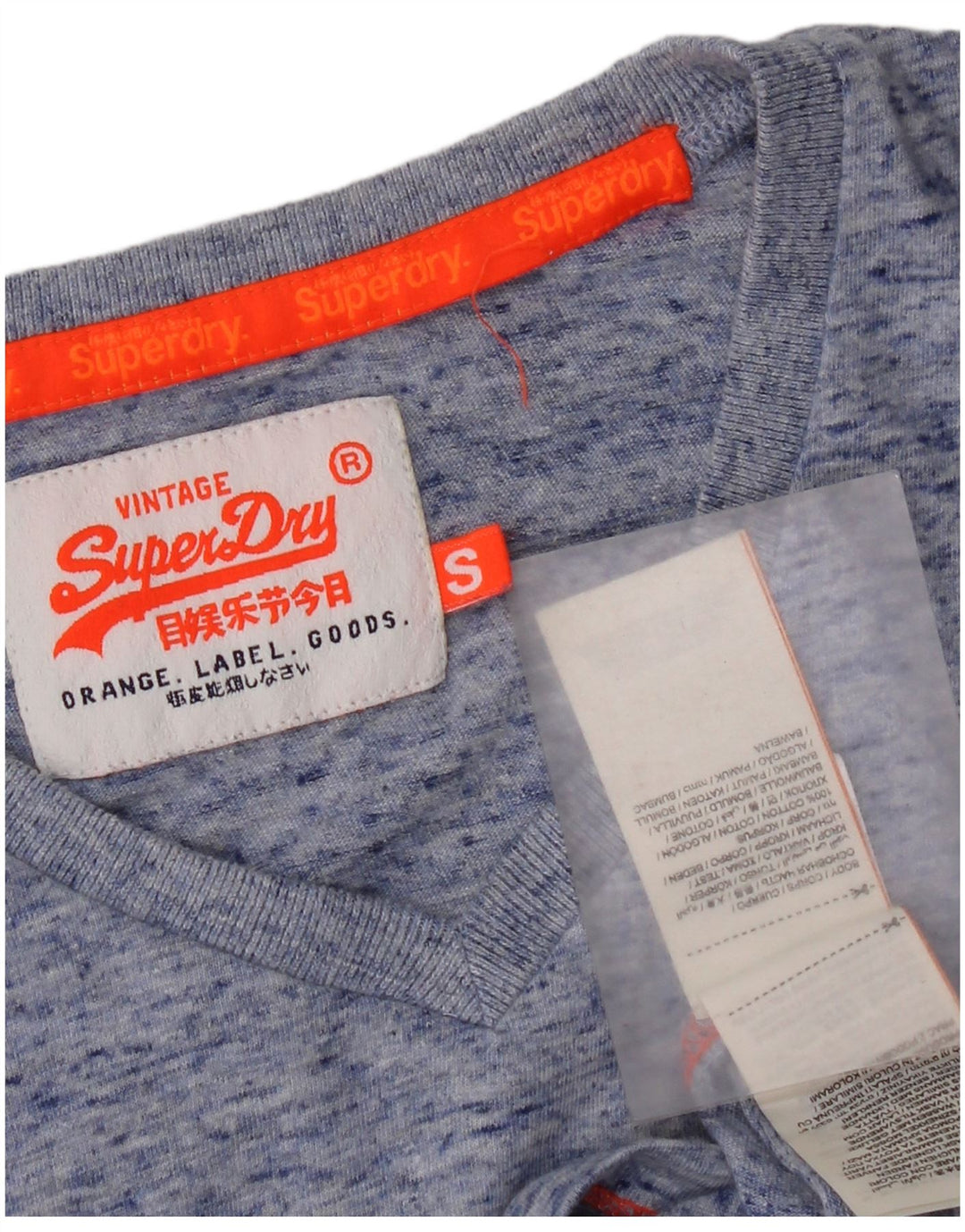 T-shirt da uomo Superdry Top Small in cotone chiazzato blu
