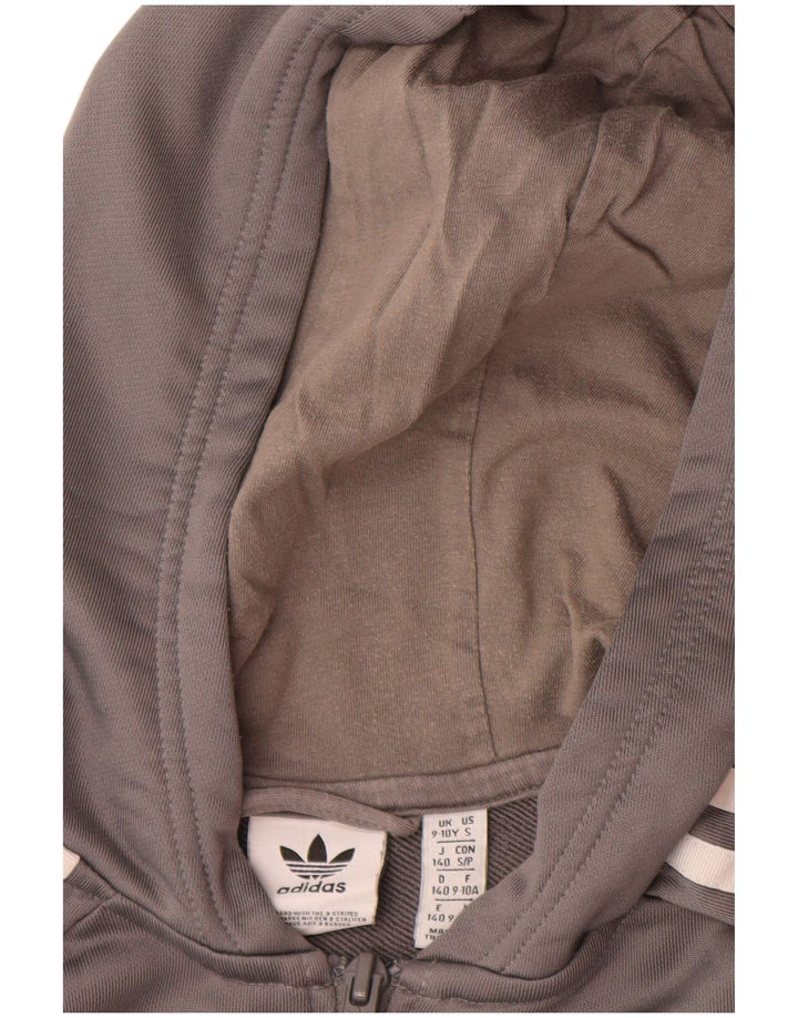 Felpa con cappuccio e zip grafica Adidas da ragazzo 9-10 anni in poliestere grigio