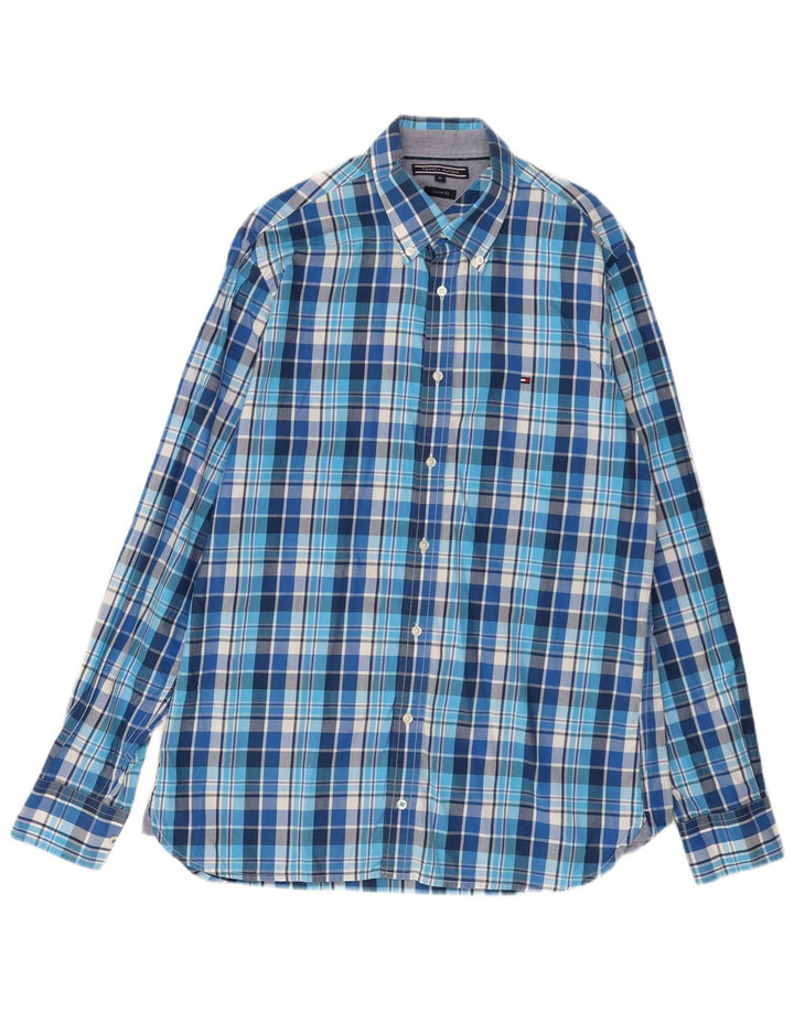 Camicia da uomo su misura Tommy Hilfiger in cotone a quadri blu medio