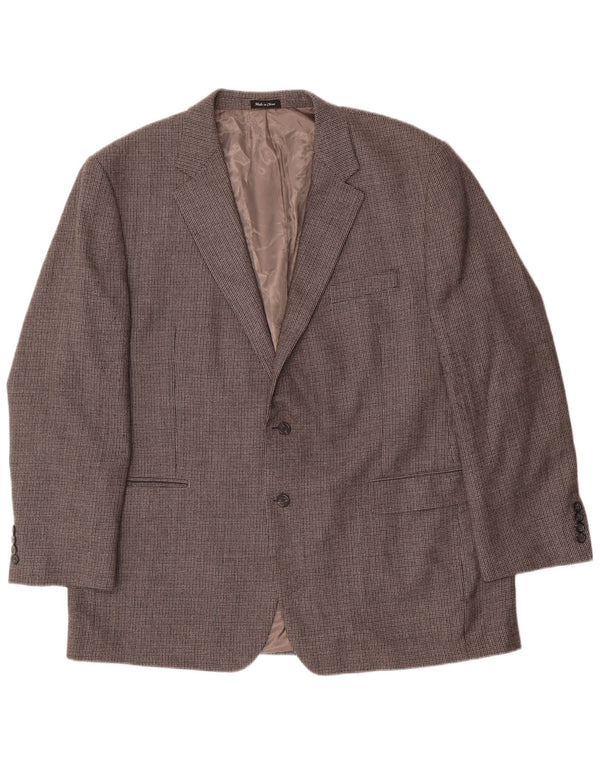 Giacca blazer da uomo a 2 bottoni Chaps taglia 48 3XL lana pied de poule grigia