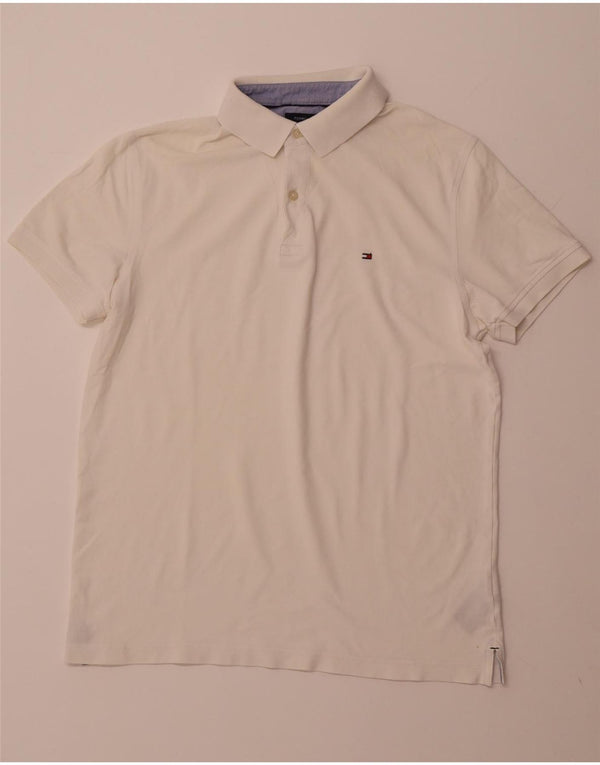 TOMMY HILFIGER Polo da uomo slim fit grande in cotone bianco
