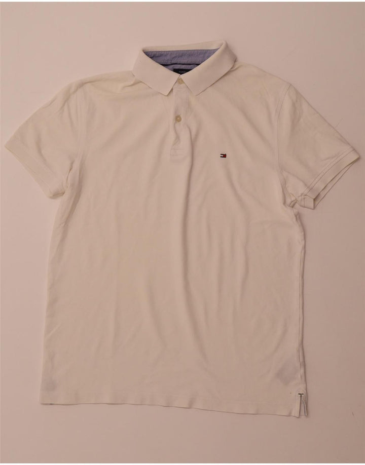 TOMMY HILFIGER Polo da uomo slim fit grande in cotone bianco