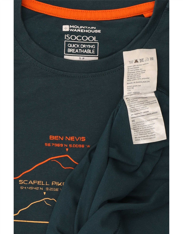 Mountain Warehouse T-shirt grafica IsoCool da uomo piccola in cotone verde