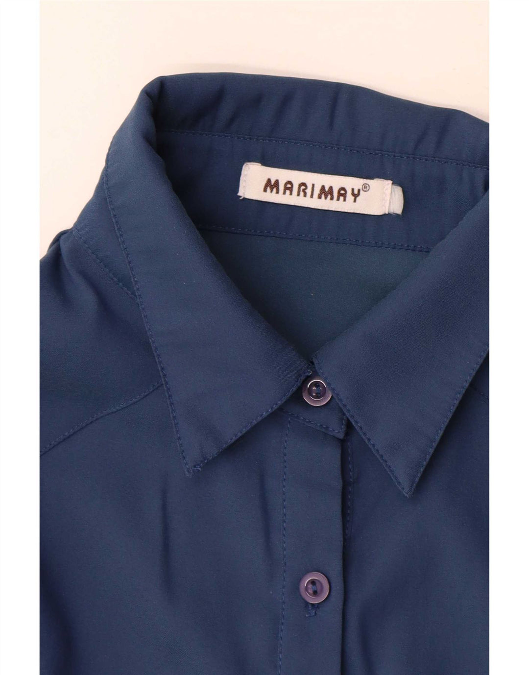 Camicia da donna vintage UK 12 cotone blu navy medio