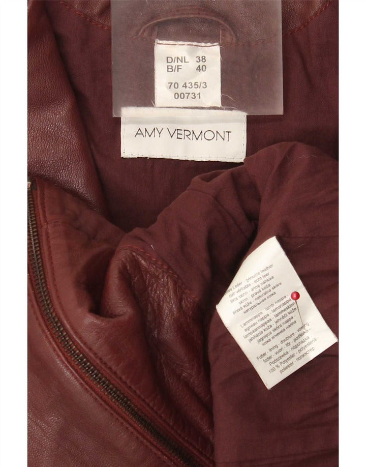 Giacca da motociclista in pelle da donna Amy Vermont EU 38 Borgogna media maculata