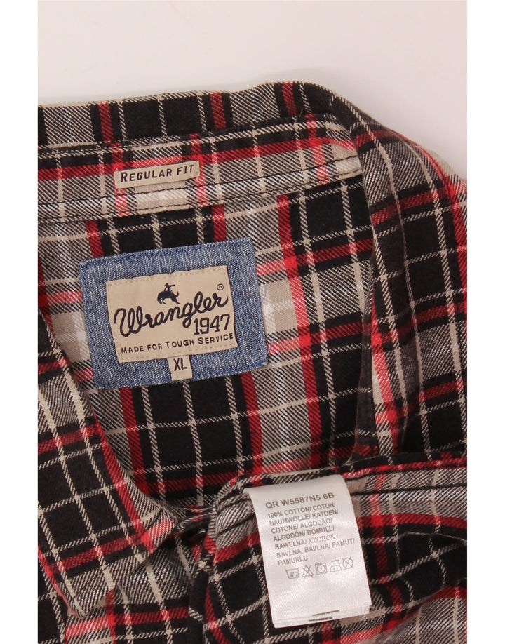 Camicia WRANGLER da uomo in flanella vestibilità regolare XL cotone a quadri nero