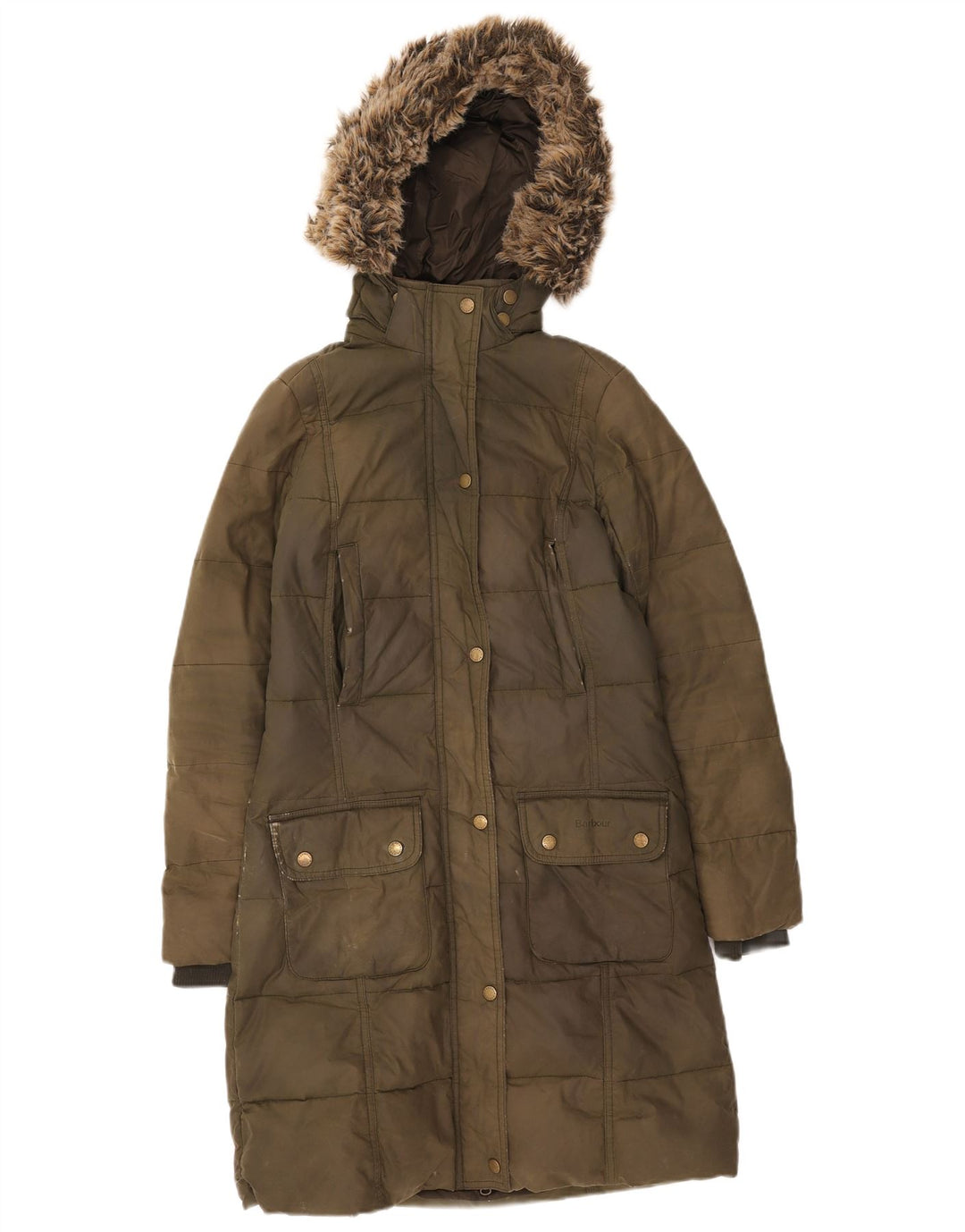 Cappotto imbottito con cappuccio da donna Barbour UK 8 piccolo cotone kaki