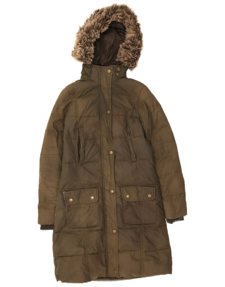 Cappotto imbottito con cappuccio da donna Barbour UK 8 piccolo cotone kaki