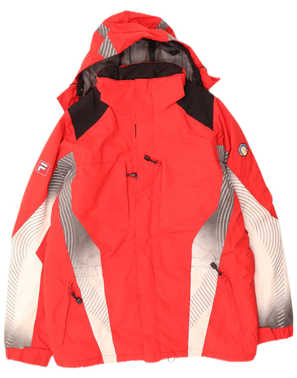 Giacca a vento con cappuccio da uomo Fila UK 40 Large Red Colourblock in poliammide