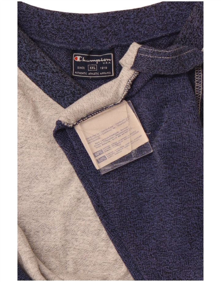 T-shirt da uomo CHAMPION Top 2XL in cotone color block grigio