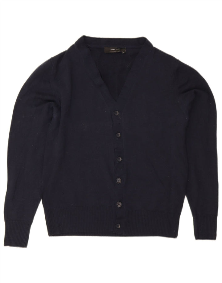 Maglione cardigan da uomo Zara in lana blu navy media
