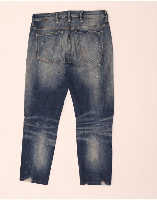Jeans cropped da donna G-Star Boyfriend lavaggio acido W26 L25 cotone maculato blu