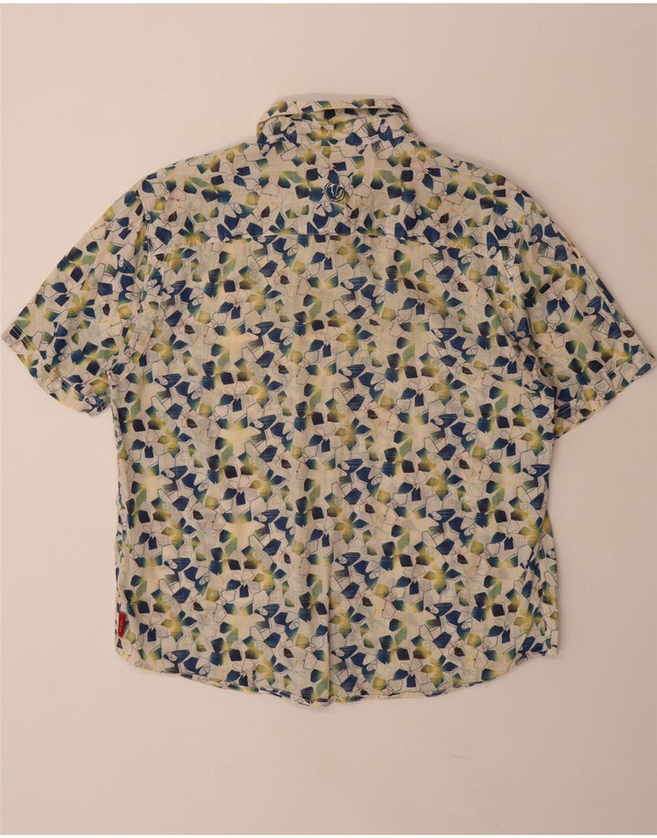 FAT FACE Camicia a maniche corte da uomo di grandi dimensioni in cotone geometrico bianco sporco