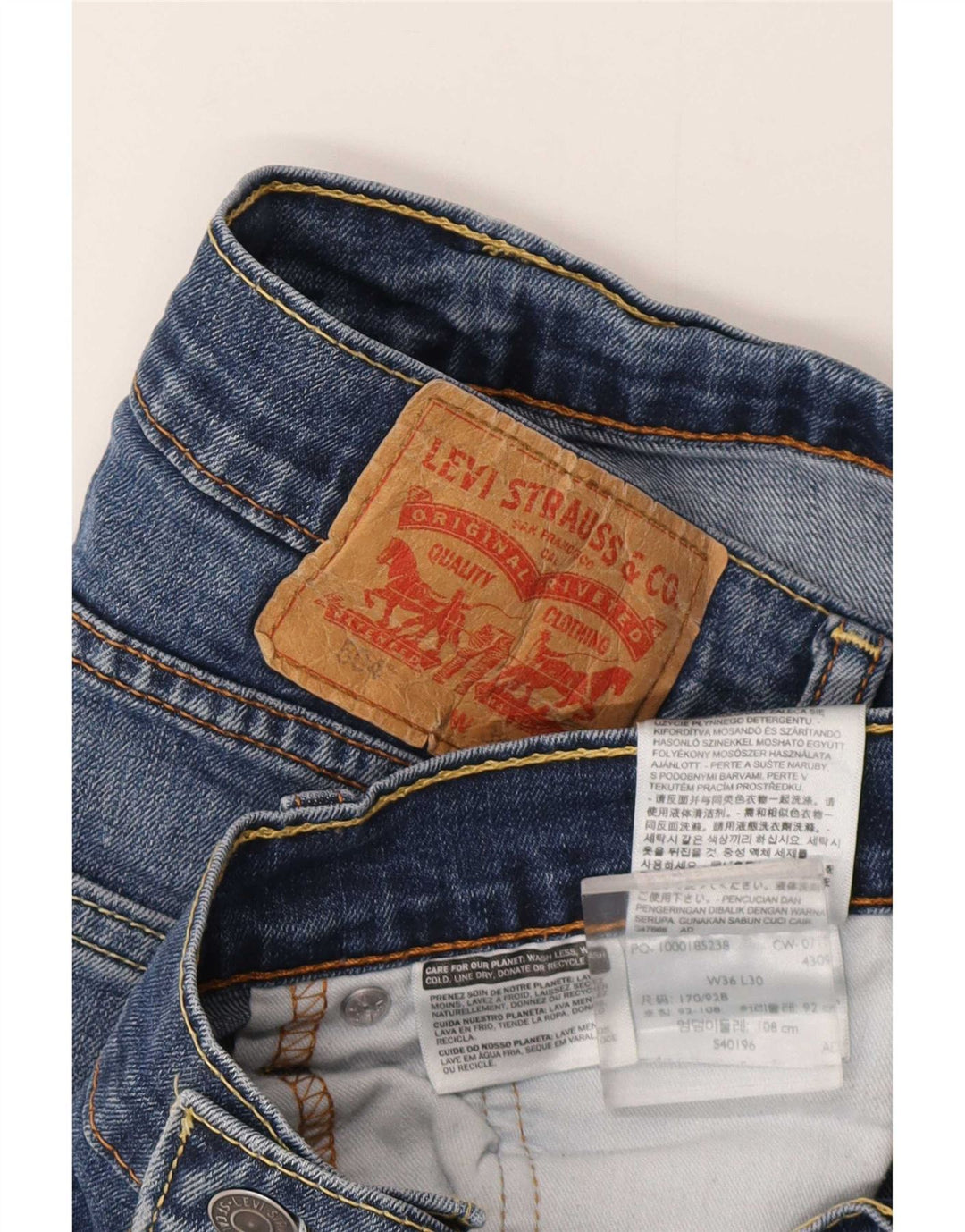 Levi's Uomo 504 Jeans dritti W36 L30 Cotone Blu