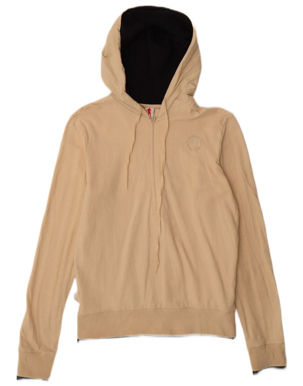Maglione con cappuccio e zip da donna Bikkembergs UK 14 grande in cotone beige