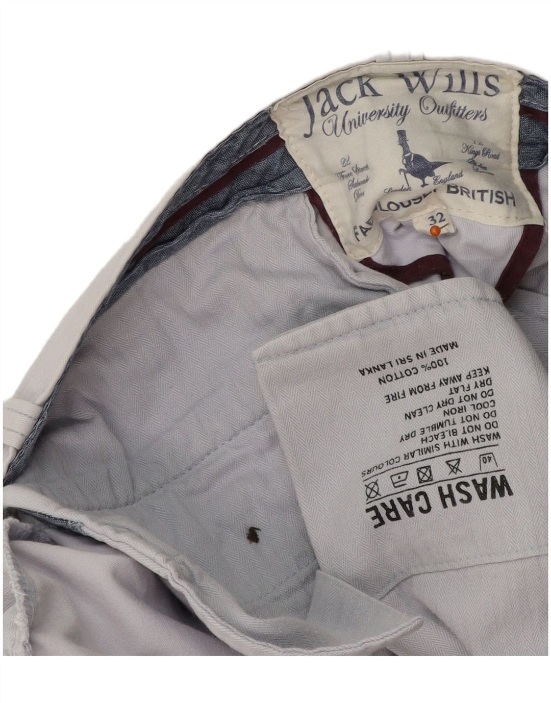 Pantaloncini chino da uomo JACK WILLS W32 cotone blu medio