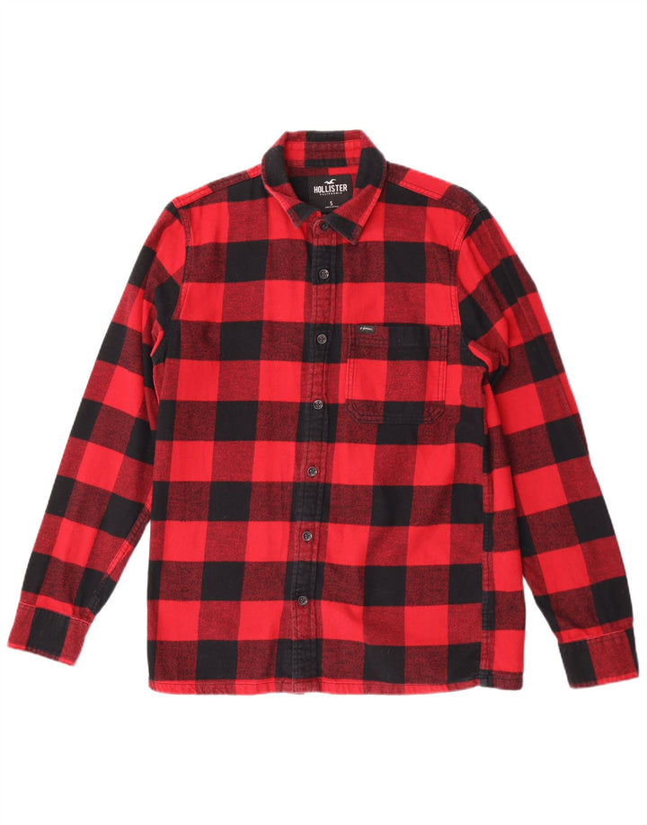 Camicia Hollister da uomo in flanella di cotone a quadri rossi piccoli