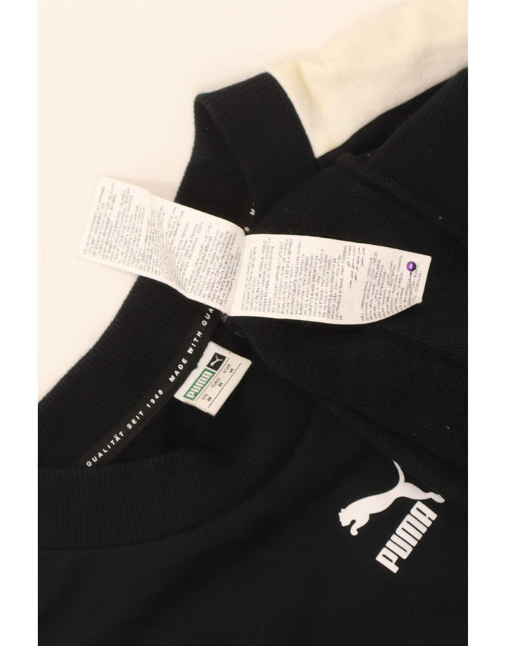 Felpa da uomo Puma Maglia media nera in cotone color block