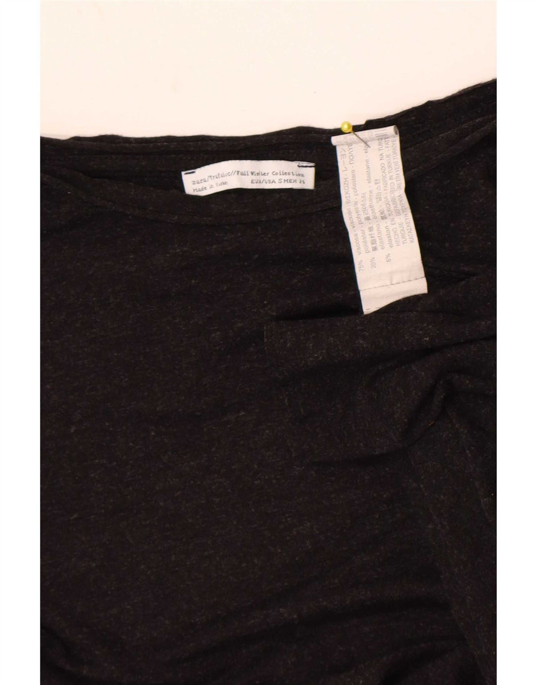 Top tunica asimmetrica a maniche lunghe da donna Zara UK 10 Small in viscosa grigia