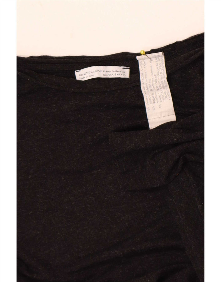 Top tunica asimmetrica a maniche lunghe da donna Zara UK 10 Small in viscosa grigia