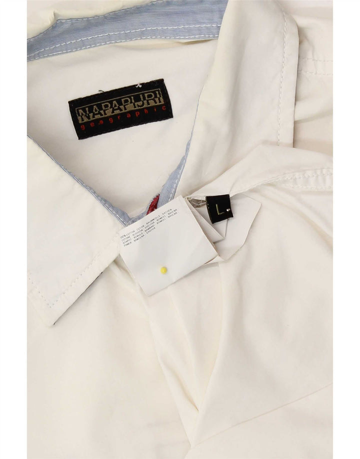 Camicia grafica da uomo Napapijri grande in cotone bianco