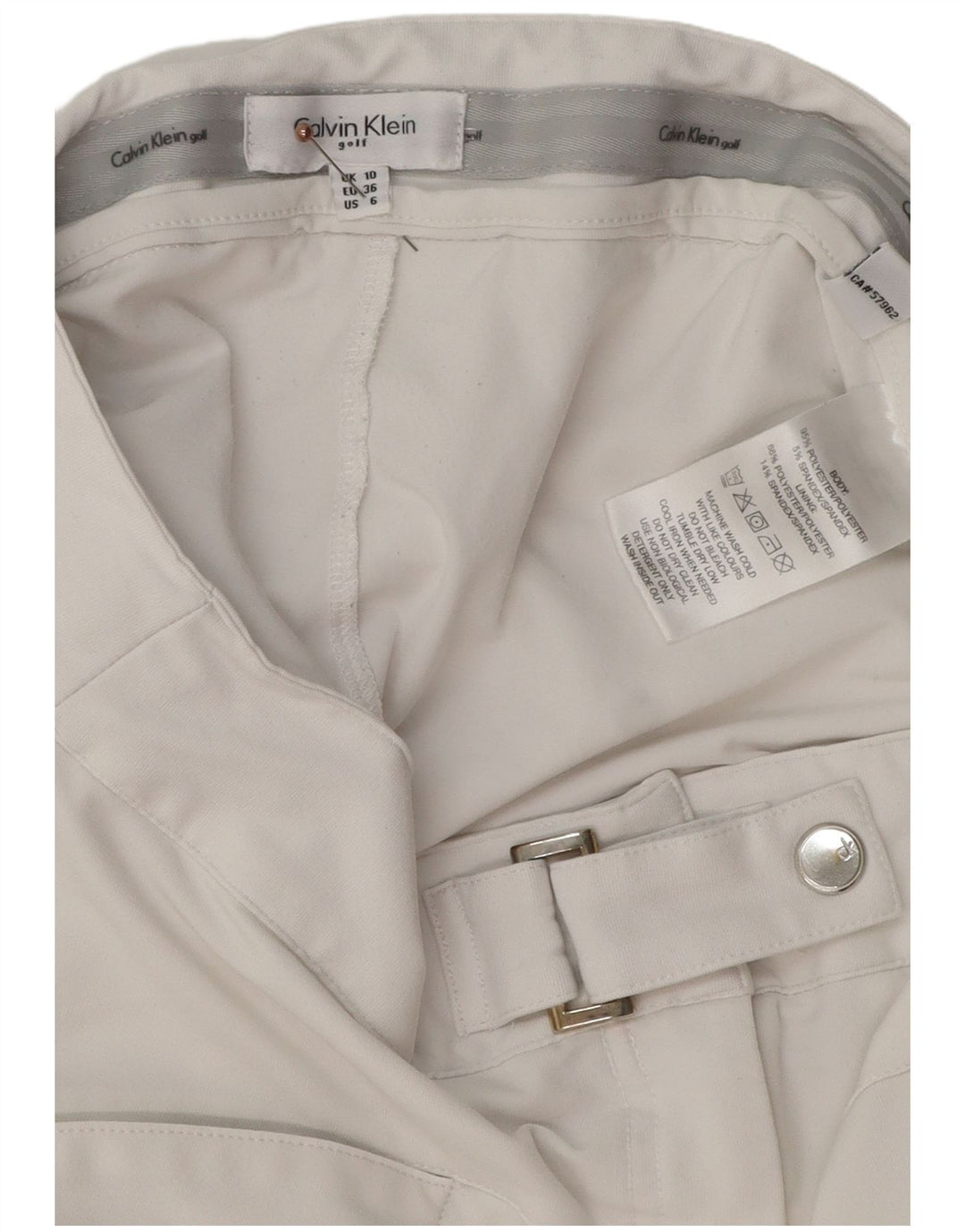 Minigonna da donna Calvin Klein UK 10 piccola W28 poliestere bianco