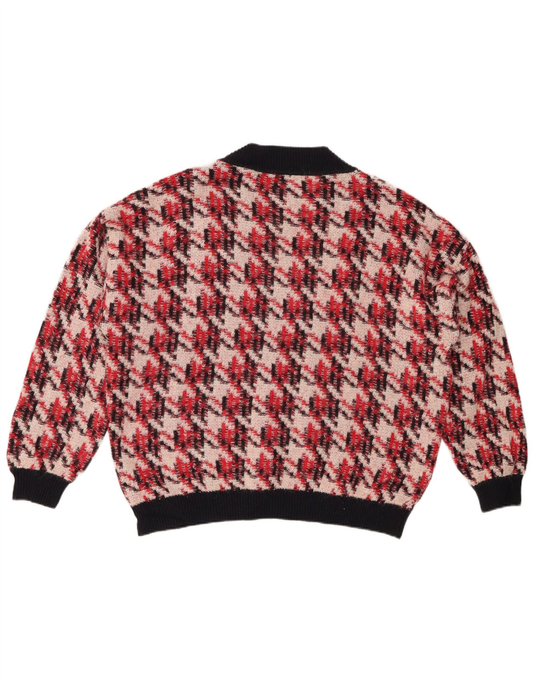GANT Maglione oversize da donna con scollo a V UK 16 Grande pied de poule rosso