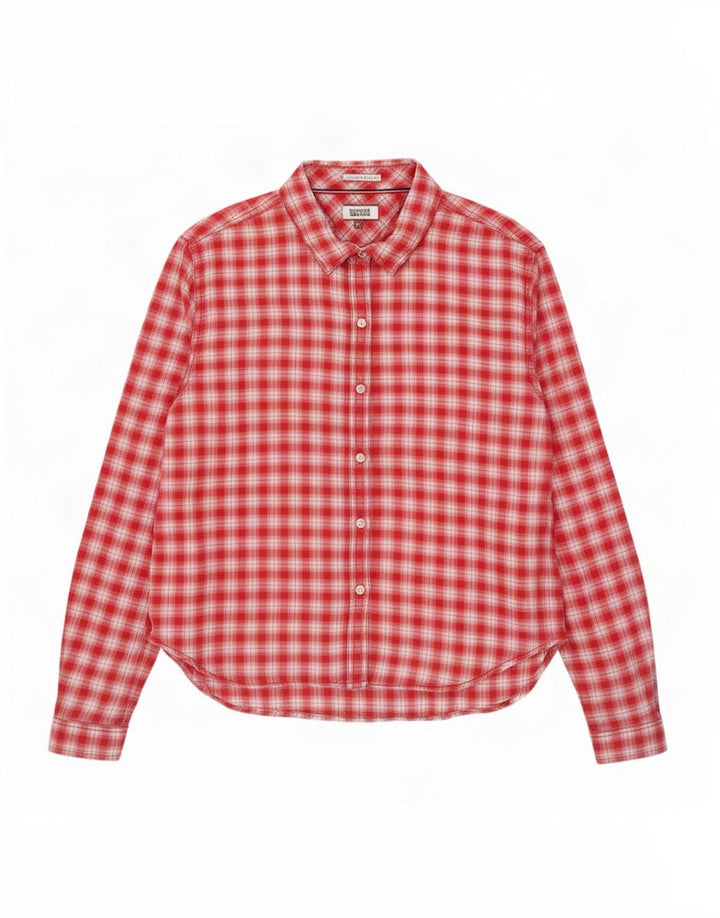 Camicia da donna Tommy Hilfiger UK 14 cotone a quadri rossi medi