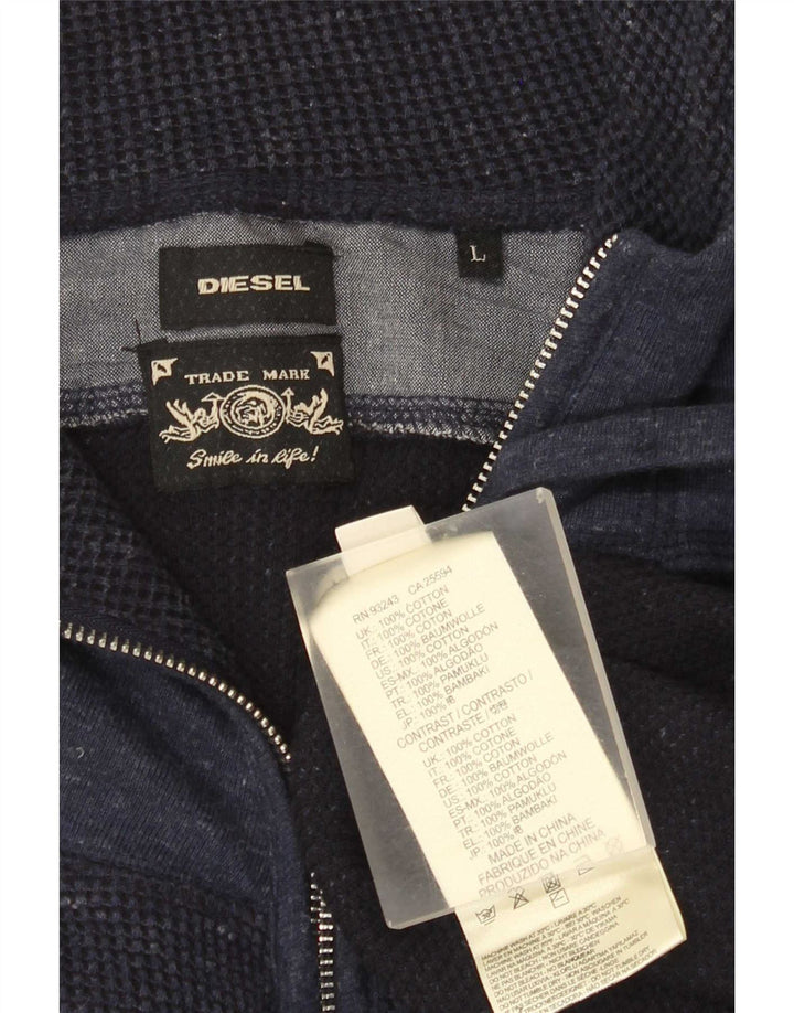 Giacca da ginnastica da uomo Diesel di grandi dimensioni in cotone blu navy