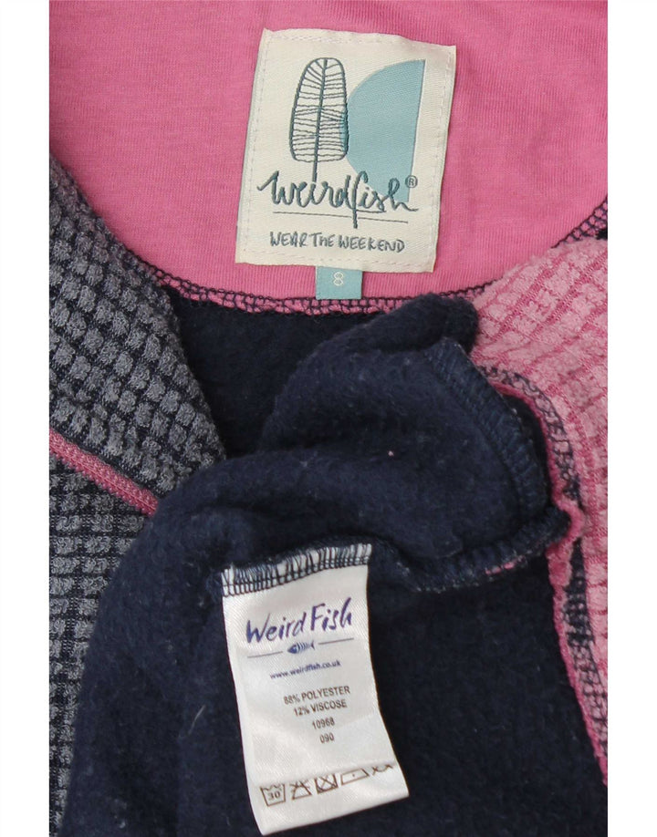 Maglione in pile da donna con collo con zip Weird Fish UK 8 piccolo poliestere blu
