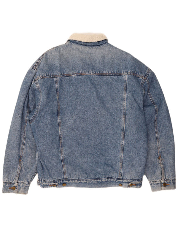 Giacca vintage in denim Sherpa da uomo UK 40 grande cotone blu