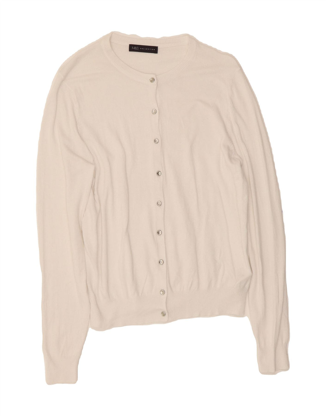 MARKS & SPENCER Womens Cardigan Sweater UK 14 Large White Viscose Vintage Marks & Spencer and Second-Hand Marks & Spencer from Messina Hembry 